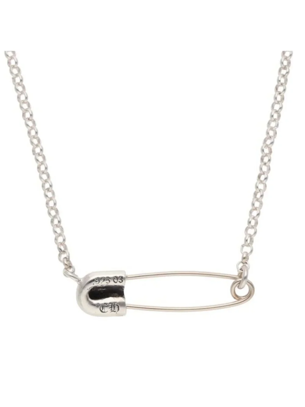 Chrome Hearts Safety Pin Roll Chain Silver Necklace